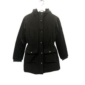 Eden Society Sherpa Faux Fur Sleeves & Hooded Jacket Black Womens Medium